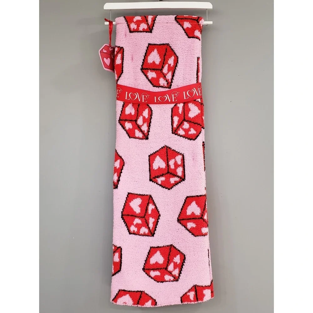 NEW BLANKET dice hearts y2k pink red girl teen bedroom glam biker valentines